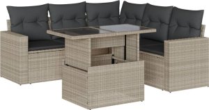 vidaXL vidaXL 6-cz. zestaw mebli ogrodowych, z poduszkami, jasnoszary 2