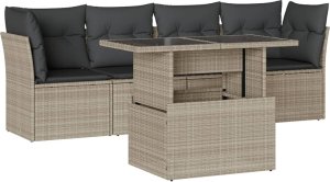 vidaXL vidaXL 5-cz. zestaw mebli do ogrodu, poduszki, jasnoszary rattan PE 2