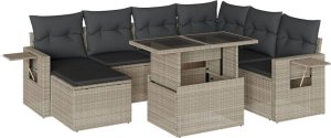 vidaXL vidaXL 8-cz. zestaw mebli ogrodowych, poduszki, jasnoszary polirattan 2