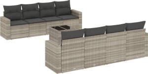 vidaXL 9-cz. zestaw mebli ogrodowych, poduszki, jasnoszary polirattan 2