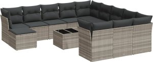vidaXL 13-cz. zestaw mebli ogrodowych, z poduszkami, jasnoszary 2