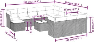 vidaXL 13-cz. zestaw mebli ogrodowych, z poduszkami, jasnoszary 3