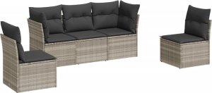 vidaXL vidaXL 5-cz. zestaw mebli do ogrodu, poduszki, jasnoszary rattan PE 2
