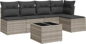 vidaXL 6-cz. zestaw mebli ogrodowych, z poduszkami, jasnoszary 2