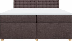 vidaXL vidaXL Łóżko kontynentalne z materacem, brązowe, tkanina, 200x200 cm 6