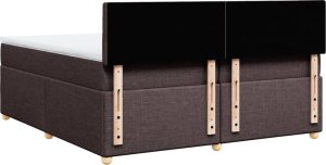 vidaXL vidaXL Łóżko kontynentalne z materacem, brązowe, tkanina, 200x200 cm 8