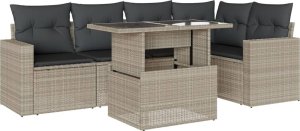 vidaXL vidaXL 6-cz. zestaw mebli ogrodowych, z poduszkami, jasnoszary 2