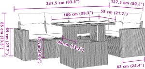 vidaXL vidaXL 6-cz. zestaw mebli ogrodowych, z poduszkami, jasnoszary 10