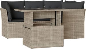 vidaXL vidaXL 5-cz. zestaw mebli do ogrodu, poduszki, jasnoszary rattan PE 2
