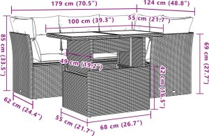vidaXL vidaXL 5-cz. zestaw mebli do ogrodu, poduszki, jasnoszary rattan PE 9