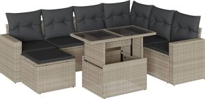 vidaXL vidaXL 8-cz. zestaw mebli ogrodowych, poduszki, jasnoszary polirattan 2