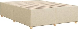 vidaXL Rama łóżka bez materaca, kremowa, 140x190 cm, obita tkaniną 6