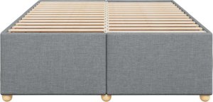 vidaXL Rama łóżka bez materaca, jasnoszara, 140x190 cm, obita tkaniną 4