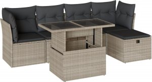 vidaXL 6-cz. zestaw mebli ogrodowych, z poduszkami, jasnoszary 2