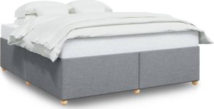 vidaXL Rama łóżka bez materaca, jasnoszara, 200x200 cm, obita tkaniną 2