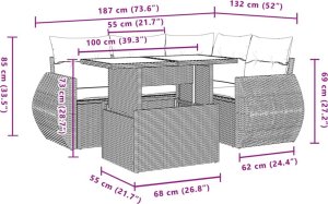vidaXL 5-cz. zestaw mebli do ogrodu, poduszki, jasnoszary rattan PE 10