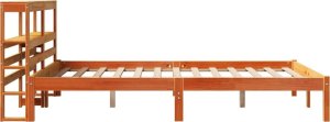 vidaXL vidaXL Rama łóżka z wezgłowiem, woskowy brąz, 160x200 cm, sosnowa 5