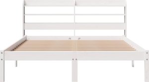 vidaXL Rama łóżka bez materaca, biała, 150x200 cm, lite drewno sosnowe 4