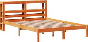 vidaXL vidaXL Rama łóżka z wezgłowiem, woskowy brąz, 120x190 cm, sosnowa 2
