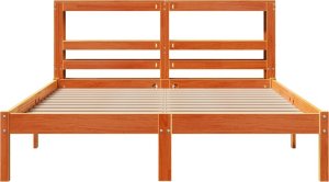 vidaXL vidaXL Rama łóżka z wezgłowiem, woskowy brąz, 120x190 cm, sosnowa 4