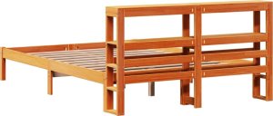 vidaXL vidaXL Rama łóżka z wezgłowiem, woskowy brąz, 120x190 cm, sosnowa 6