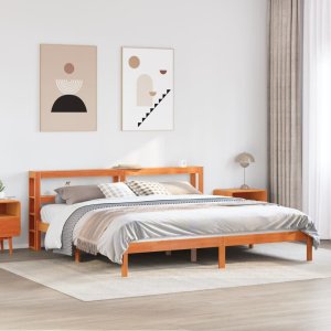 vidaXL vidaXL Rama łóżka z wezgłowiem, woskowy brąz, 180x200 cm, sosnowa 3