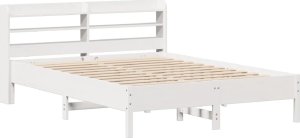 vidaXL vidaXL Rama łóżka bez materaca, biała, 150x200 cm, lite drewno sosnowe 3
