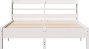 vidaXL vidaXL Rama łóżka bez materaca, biała, 150x200 cm, lite drewno sosnowe 4
