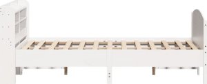 vidaXL Rama łóżka bez materaca, biała, 135x190 cm, lite drewno sosnowe 5