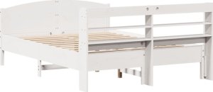 vidaXL Rama łóżka bez materaca, biała, 135x190 cm, lite drewno sosnowe 6