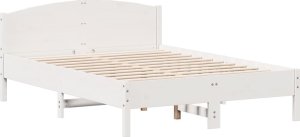 vidaXL Rama łóżka bez materaca, biała, 135x190 cm, lite drewno sosnowe 7