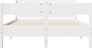vidaXL Rama łóżka bez materaca, biała, 135x190 cm, lite drewno sosnowe 4