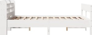 vidaXL Rama łóżka bez materaca, biała, 135x190 cm, lite drewno sosnowe 5