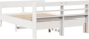 vidaXL Rama łóżka bez materaca, biała, 135x190 cm, lite drewno sosnowe 6