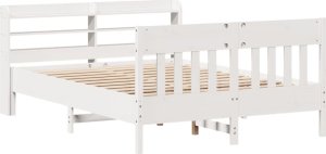 vidaXL Rama łóżka bez materaca, biała, 135x190 cm, lite drewno sosnowe 3