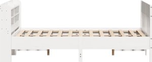 vidaXL Rama łóżka bez materaca, biała, 135x190 cm, lite drewno sosnowe 5