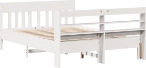 vidaXL Rama łóżka bez materaca, biała, 135x190 cm, lite drewno sosnowe 6