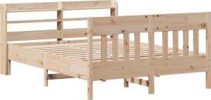 vidaXL vidaXL Rama łóżka bez materaca, 150x200 cm, lite drewno sosnowe 3