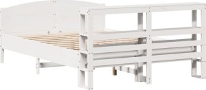 vidaXL vidaXL Rama łóżka bez materaca, biała, 140x200 cm, lite drewno sosnowe 6