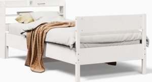 vidaXL vidaXL Rama łóżka bez materaca, biała, 100x200 cm, lite drewno sosnowe 2