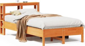 vidaXL Rama łóżka bez materaca, woskowy brąz, 100x200 cm, lita sosna 2