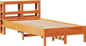 vidaXL Rama łóżka bez materaca, woskowy brąz, 100x200 cm, lita sosna 3