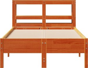 vidaXL Rama łóżka bez materaca, woskowy brąz, 100x200 cm, lita sosna 4
