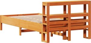 vidaXL Rama łóżka bez materaca, woskowy brąz, 100x200 cm, lita sosna 6