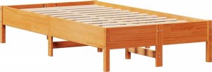 vidaXL Rama łóżka bez materaca, woskowy brąz, 100x200 cm, lita sosna 7