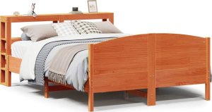 vidaXL Rama łóżka bez materaca, woskowy brąz, 120x190 cm, sosnowa 2