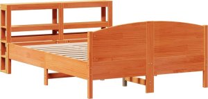 vidaXL Rama łóżka bez materaca, woskowy brąz, 120x190 cm, sosnowa 3