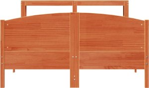 vidaXL Rama łóżka bez materaca, woskowy brąz, 120x190 cm, sosnowa 4