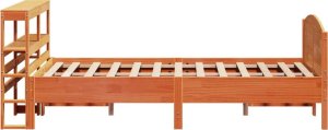 vidaXL Rama łóżka bez materaca, woskowy brąz, 120x190 cm, sosnowa 5