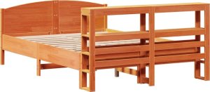 vidaXL Rama łóżka bez materaca, woskowy brąz, 120x190 cm, sosnowa 6